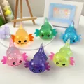 Six colorful axolotl shaped maltose squishy toys with glitter for slow rebound stress relief - Lying Axolotl Shape