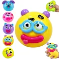 Gedetailleerd overzicht van kleurrijke slow-rebound squishy-speeltjes met gezichten - Groen