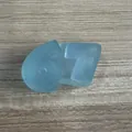 Detailed close-up of a blue '67' shaped decompression squishy toy with glitter - Blue