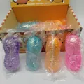 Four colorful peanut-shaped slow rebound squishy toys with glitter in individual packaging - Mixed Maltose Peanut Colors / Multicolor