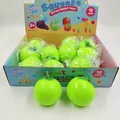 Detail view of 12-pack green apple fruit squeeze toys in original display box packaging - Simulation Green Apple / Green