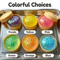 Macro view showing the vibrant colors and glitter texture of six crystal baozi squeeze toys - Glitter Maltose Style / 8.5cm (OPP Bag)