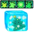 Luminous Christmas squishy toy in clear ice cube shape with glowing tree and snowflakes - Christmas Tree / OPP Bag