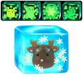 Close-up detail of reindeer Christmas glow-in-the-dark squishy ice cube stress toy - Elk / OPP Bag