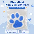 Giant blue cat paw TPR squishy toy, soft decompression variant, 220g, 13.5x14cm size - Flocked Plush Style / Self-sealing Bag / Blue