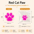 Rose red cat paw squishy TPR stress relief toy with zip-lock bag packaging option - Bulk Packaging / Rose Red Transparent
