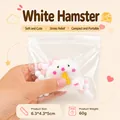 Cute white hamster squishy stress relief toy, 60g, size 6.3x4.3x5cm, soft TPR plush - White Hamster / White