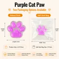 Purple cat paw squishy toy variant in bulk and bagged packaging for stress relief - Bulk Packaging / Purple Transparent