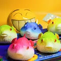 Detail showing vibrant colors and textures of pufferfish stress relief squeeze toys - Puffer Fish Shape / Multicolor Random
