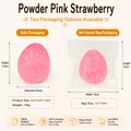 Realistic pink strawberry squishy stress relief toy with dimensions and packaging options - Jumbo Strawberry / Bulk Packaging / Pink