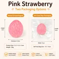 Pink strawberry squishy stress relief toy with specific size and weight details - Large Strawberry / Bulk Packaging / Pink