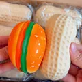 Macro detail of realistic peanut and colorful burger squishy toys for stress relief - Simulation Burger / 1 Piece