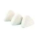 Detailed view of three white squishy rice ball toys for stress relief with rice texture - Triangle Rice Ball Style / L / White
