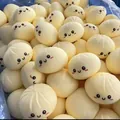 Cute cream-colored steamed bun squishy toy with smiling face for slow rebound stress relief - Smiley Face / OPP Bag / Off White