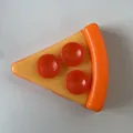 Macro view of a realistic pizza slice squishy toy featuring three pepperoni toppings - Pizza OPP Bag Packed