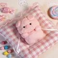 Close-up of cute pink pig silicone squeeze toy in clear packaging for stress relief - Little Pink Pig / Pink