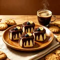 Gros plan détaillé de jouets squishy en forme de pain au chocolat sur une assiette - Style Pain au Chocolat / Orange