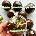 Detailed macro view of green matcha and dark chocolate wax skin decompression toy - Matcha Crispy Ball