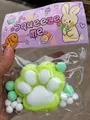 Süßes 7 cm lindgrünes flauschiges Katzenpfoten-Squishy-Spielzeug gegen Stressabbau - Großer Beflockter Stil / Grüne Katzenpfote