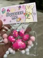 Großes 7cm rosa Katzenpfoten-Squishy-Spielzeug mit Glitzer und Pompons zur Entspannung - 7cm Groß (Mit Pailletten) / Transparent Rot Katzenpfote (Lila mit Glitzer)