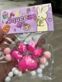 Μεγάλο ροζ squishy παιχνίδι πατούσα γάτας 7cm με γκλίτερ και πομ πομ για άγχος - Με χρυσόσκονη / Διαφανές Κόκκινο
