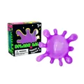 Primo piano di una palla antistress viola a forma di schizzo con confezione di vendita - Virus Viola (In Scatola) / Viola