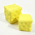 Pair of yellow square slow rebound squishy bread toys with realistic dimpled texture - Cheese Style / 7cm / Yellow