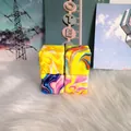 Four colorful marble pattern slow rebound squishy cubes on white faux fur background - Marble Pattern Cheese / 5cm