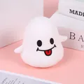 Jouet fantôme blanc mignon avec fonction lumineuse pour soulager le stress d'Halloween - Style Farine / Fantôme blanc - Souriant (Sac OPP)