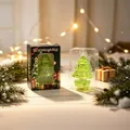 Décoration de bureau sapin de Noël en cristal vert transparent avec emballage cadeau - Sapin de Noël / Sapin de Noël Vert Scintillant