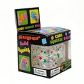 Balle anti-stress cube avec paillettes étoiles colorées en boîte - 5.5cm Boîte en Papier / Noël Vert