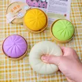 Creative silicone squeeze bun squishy toy for stress relief in colorful steamer containers - Large White (With Steamer)
