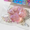 Weiches, rosa glitzerndes Katzenpfoten-Squishy-Spielzeug zum Stressabbau mit weißen Perlen - Große Katzenpfote (Rosa)