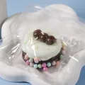 Realistic slow rebound cake squeeze toy with colorful decorative beads in clear bag - Soy Milk Souffle / Brown