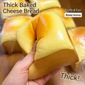 Close-up of hand squeezing a slow rebound bread squishy toy showing texture - Thick-Baked Cheese Bread Style / Large (1 Piece)