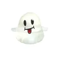 Gros plan d'un jouet squishy fantôme blanc translucide avec un visage rigolo pour le stress - Fantôme / Maltose Couleur Unie / Transparent