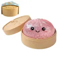 Lindo juguete de pan al vapor rosa con purpurina en una vaporera para aliviar estrés - Estilo Rosa con Purpurina