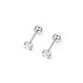 Minimalistische S999 sterling zilveren zirkonia oorknopjes met veilige schroefsluiting - 3mm / S999 Fijn Zilver (Gemerkt S999)