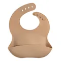 Soft waterproof silicone baby bib with adjustable neck strap in tan beige color - Mocha Brown