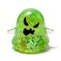 Detailed macro shot of a green glitter-filled Halloween ghost squeeze toy on white - Medium / Green Ghost