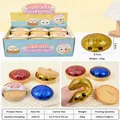 Giocattolo antistress a forma di gnocco dorato glitterato, giocattolo sensoriale da 8,5 cm - Panino Grande con Glitter Dorati ed Espressione (SZ0013) / Con Vaporiera