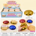 Giocattolo antistress a forma di gnocco dorato glitterato, giocattolo sensoriale da 8,5 cm - Grande Panino con Glitter Dorati ed Espressione con Vaporiera