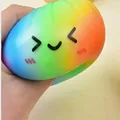 Giocattolo squishy a forma di panino arcobaleno con faccina emoji carina per alleviare lo stress - Panino con Espressione Arcobaleno (SZ0013) / Sacchetto OPP