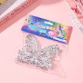 Hand-sized sparkly butterfly squishy toy filled with silver sequins in TPR material - Silver Butterfly