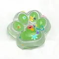 Cute green cat paw squishy toy decompression stress reliever with colorful sequins - Transparent Green