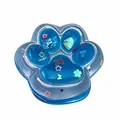 Blue transparent cat paw shaped squishy toy for stress relief with colorful glitter - Transparent Blue