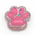 Cute pink cat paw squishy toy with glitter for stress relief and sensory play. - Pink with Transparent Base