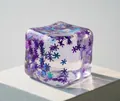Transparent cube stress relief squishy toy with purple and blue snowflake glitter inside - Snowflake Ice Cube [Purple] OPP Bag