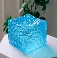 Blue cube squishy toy with realistic water ripple texture for sensory stress relief - Honeycomb Wave Ice Cube / OPP Bag / Blue