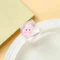 Cute pink cartoon animal inside transparent ice cube shaped soft squeeze stress relief toy - Rabbit Style